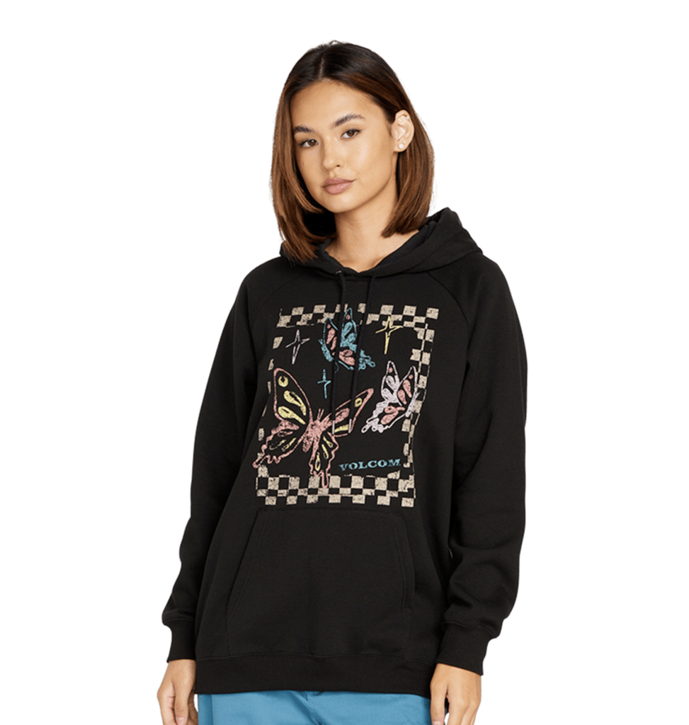 VOLCOM WOMEN'S TRULY STOKED BOYFRIEND PULL OVER - BLACK