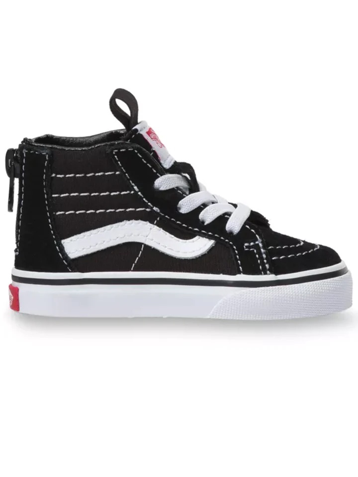 VANS TODDLER SK8-HI ZIP SHOES - BLACK/WHITE