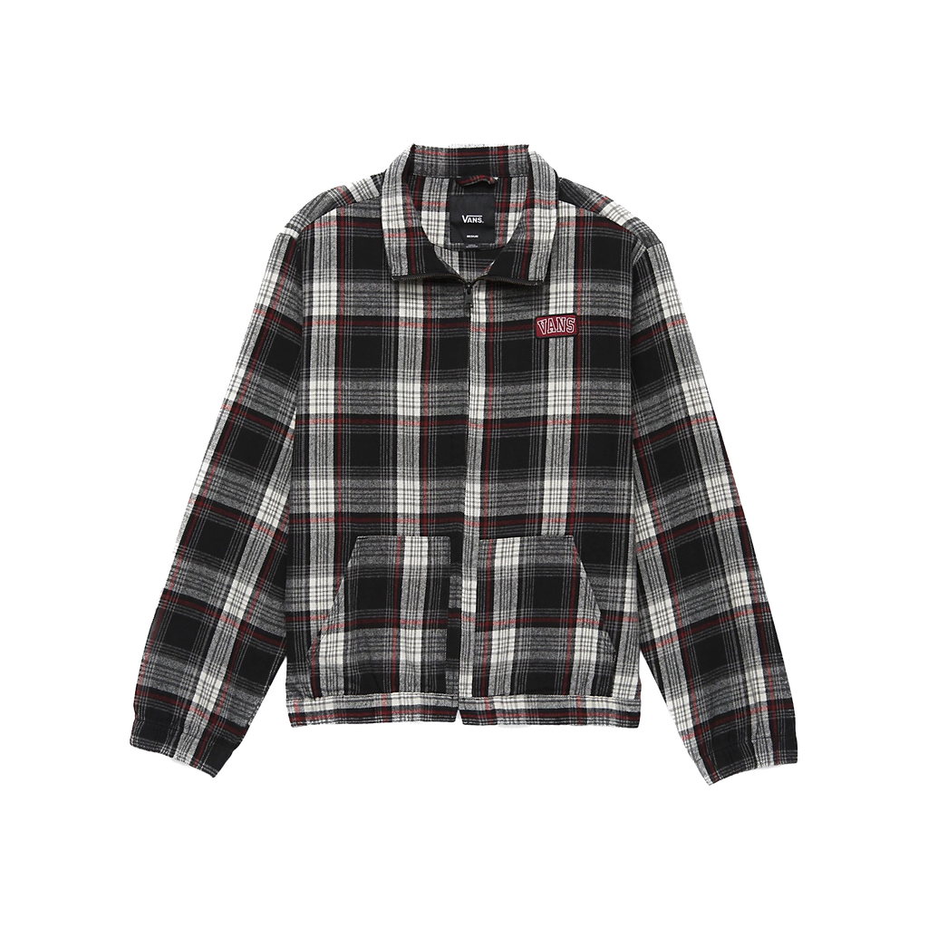VANS COYLE CROPPED PLAID BOMBER JACKET - OATMEAL/BLACK