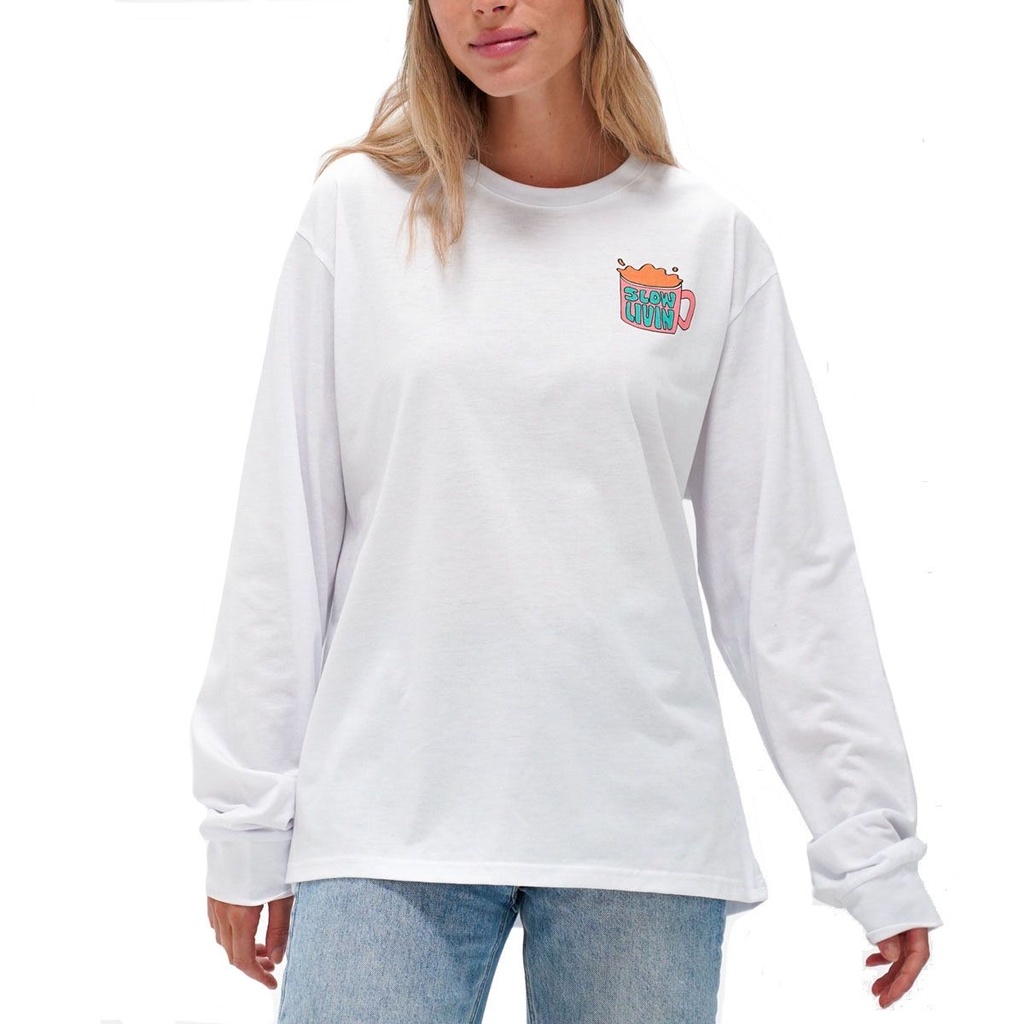 NOTICE THE RECKLESS SLOW MORNING LONG SLEEVE TEE - WHITE