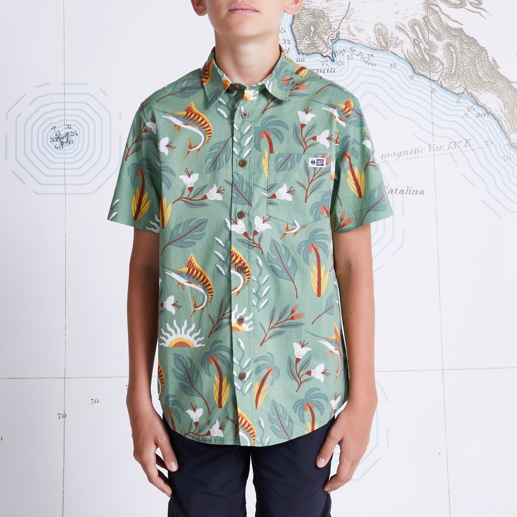 CHEMISE SALTY CREW JUNIOR LAYDAY BOYS WOVEN - SAGE