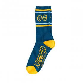 BAS KROOKED EYES SOCK - BLEU/GOLD