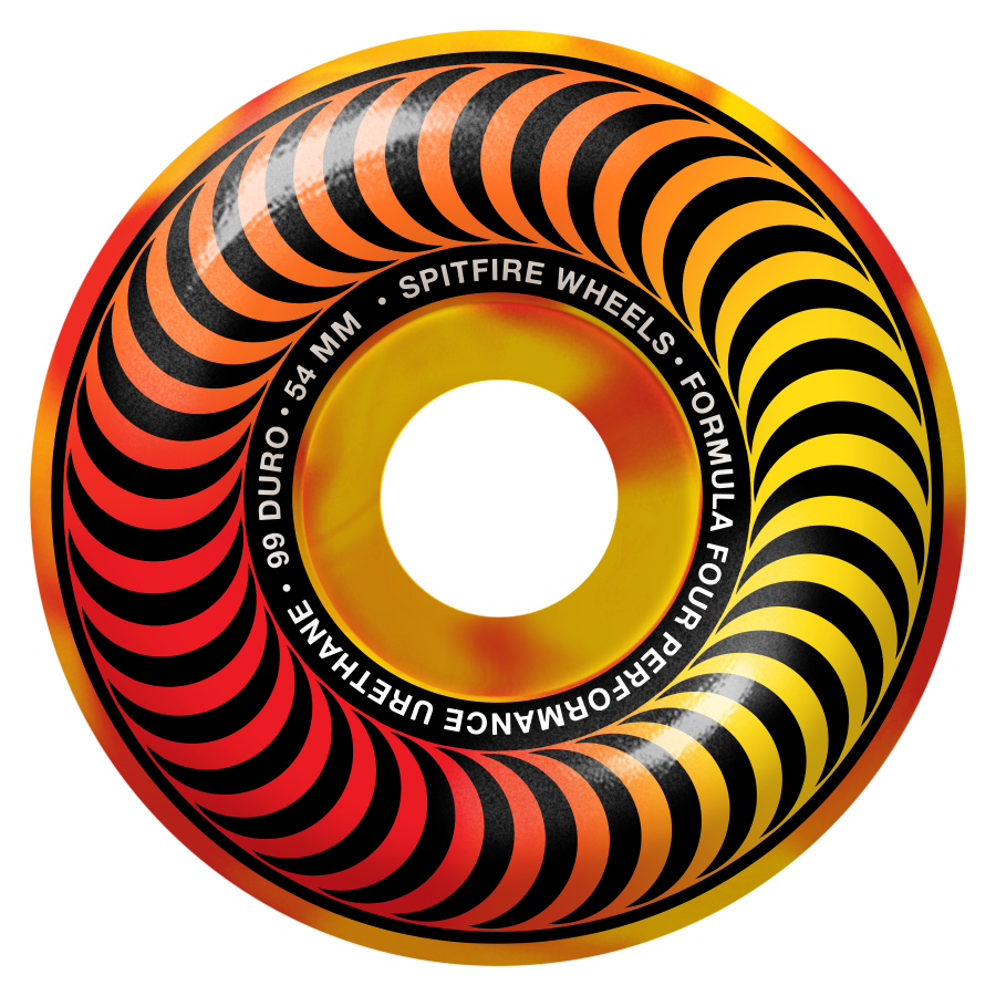 SPITFIRE WHEELS 54MM F4 99D MULTISWIRL CLASSIC - YELLOW/RED