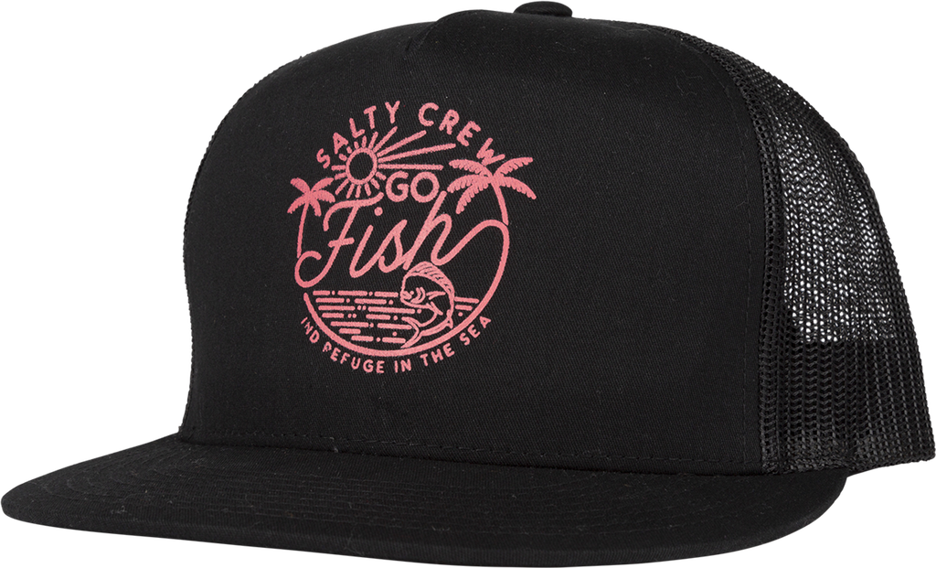 SALTY CREW GO FISH TRUCKER HAT - BLACK