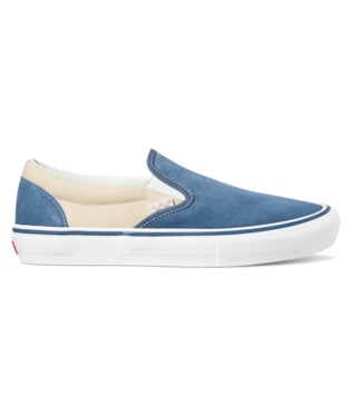 VANS SKATE SLIP-ON SHOES - CREAM/LIGHT NAVY