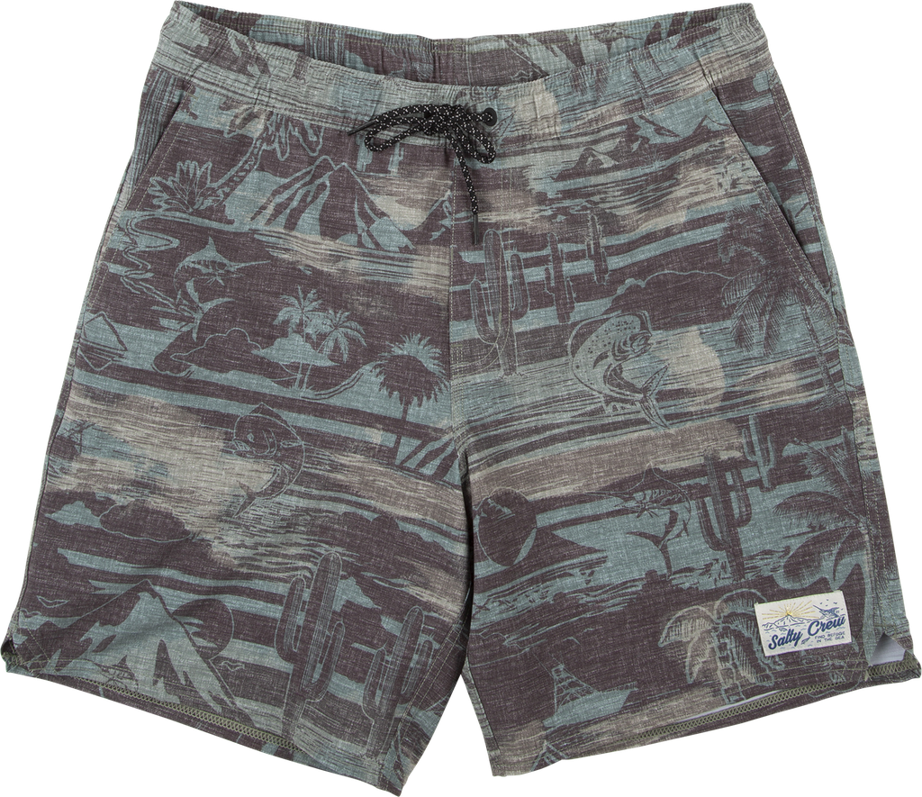 BOARDSHORT SALTY CREW ISLAND DAYS ELASTIC - BLACK/TAN