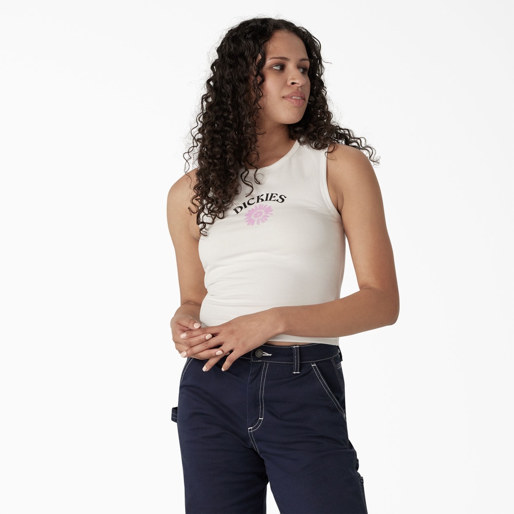 Dickies Women's Graphic Cropped Tank Top - White