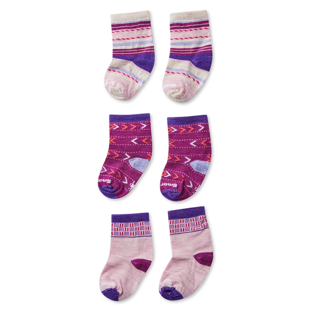 SMARTWOOL TODDLERS' TRIO SOCKS - PINK NECTAR