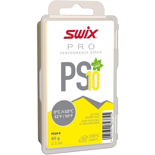 Cire Swix PS10 Yellow, 0°C/+10°C, 60g