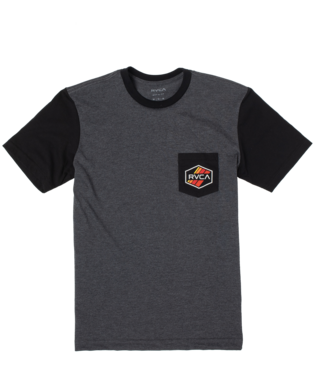 RVCA BOYS OLLIE COLOR BLOCK TEE - CHARCOAL BLACK