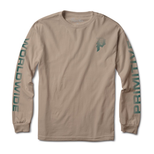 LONG SLEEVE T-SHIRT PRIMITIVE DIRTY P BARS - SAND