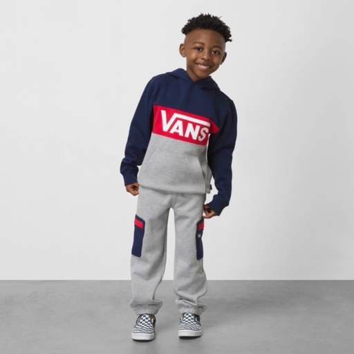 VANS LITTLE KIDS COLOR BLOCK PULL OVER HOODIE - DRESS BLUE/RED