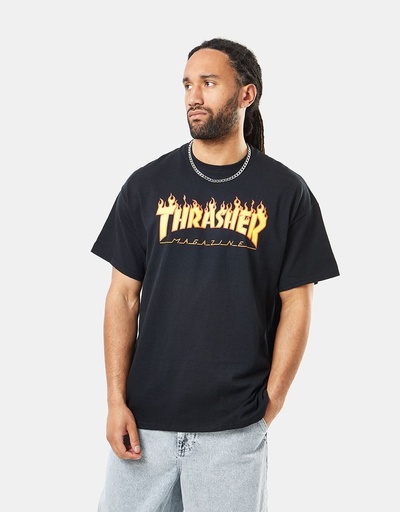 THRASHER FLAME LOGO TEE - BLACK