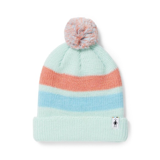 SMARTWOOL KID'S STRIPE POM BEANIE - AQUA