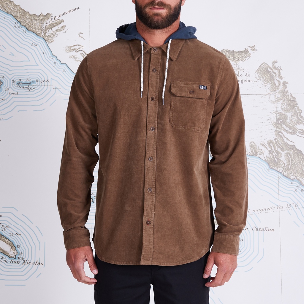 COTON OUATÉ SALTY CREW FINBACK CORD HOOD - EARTH