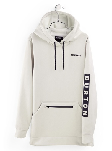 BURTON OAK LONG PULL OVER HOODIE - STOUT WHITE HEATHER