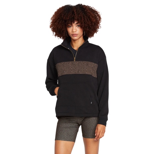 VOLCOM WOMEN'S STONE STACKED MOCK NECK - BLACK