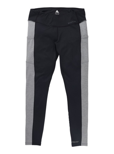 BURTON WOMEN'S MIDWEIGHT X BASE LAYER - TRUE BLACK/HEATHER GREY
