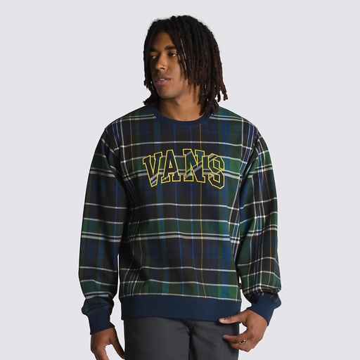 VANS PLAID PULLOVER CREW FLEECE - EDEN