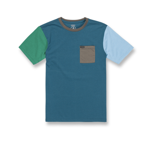 VOLCOM BOY'S EXPOSTONE CREW SHORT SLEEVE TEE - AGED INDIGO