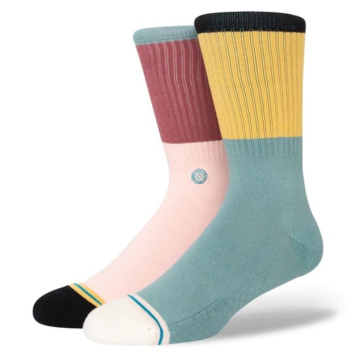 BAS STANCE MID CUSHION BLOCKED CREW SOCKS - MULTI