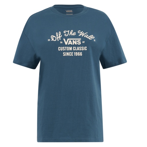 VANS WOMEN'S CUSTOM CLASSIC VANS SLEEVE TEE - TEAL