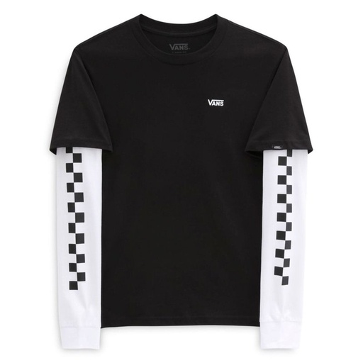 LONG SLEEVE T-SHIRT VANS JUNIOR LONG CHECK TWOFER - NOIR/NOIR