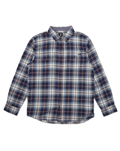 CHEMISE VANS SYCAMORE FLANNEL BUTTONDOWN SHIRT - BLUESTONE/OATMEAL