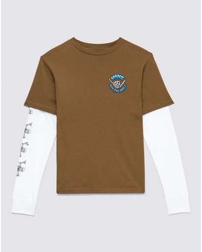 VANS KIDS 66 SHREDDERS TWOFER LONG SLEEVE T-SHIRT - SEPIA