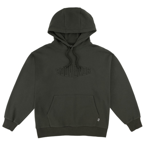 SOUVENIR EMBOSSED PULL OVER HOODIE - DARK MOSS