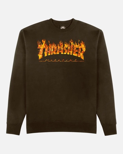 COTON OUATÉ THRASHER CREWNECK INFERNO - DARK CHOCOLATE