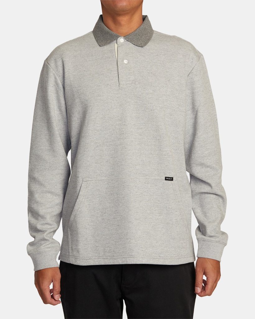 POLO RVCA FAIRFAX STRIPED LONG SLEEVE - CEMENT