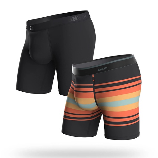 BOXER BN3TH CLASSIC BRIEF PRINT 2 PACK - BLACK/SUNDAY STRIPE NOIR