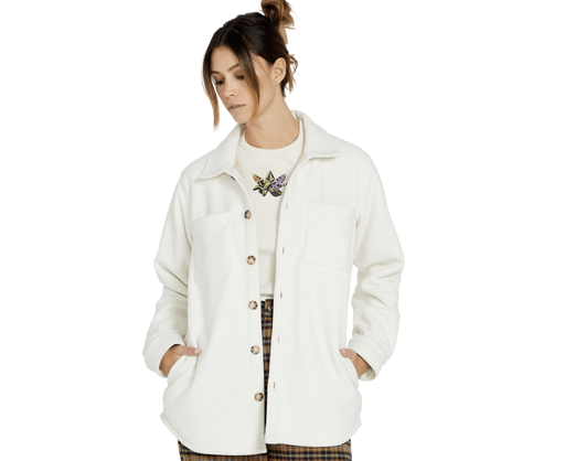 VOLCOM WOMEN'S DEDE SHACKET LONG SLEEVE - CLOUD