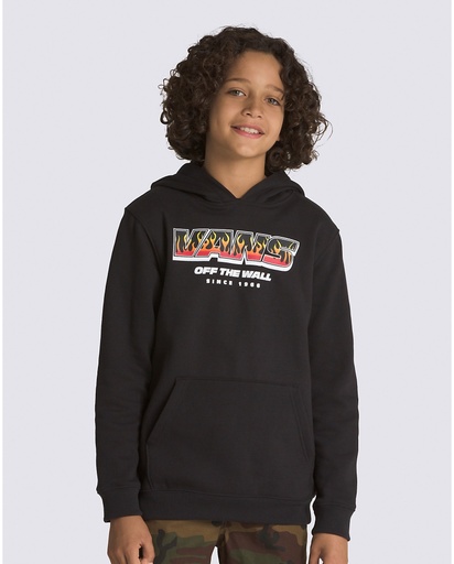 COTON OUATÉ VANS JUNIOR UP IN FLAMES PULLOVER HOODIE - BLACK