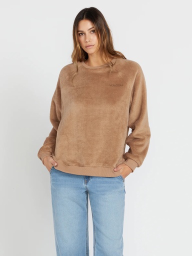 VOLCOM WOMEN'S PHEELIN PHINE CREW SWEATSHIRT - MOCHA