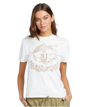 VOLCOM WOMEN'S LOCK IT UP SHORT SLEEVE TEE - STAR WHITE