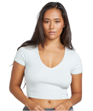 VOLCOM WOMEN'S LIL KNIT SHORT SLEEVE TEE - CHLORINE