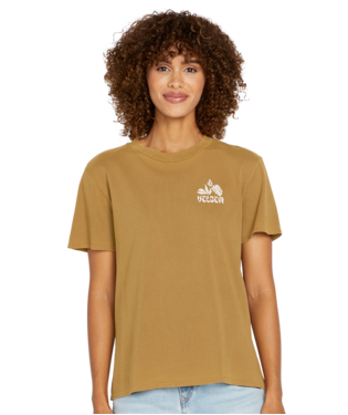 VOLCOM WOMEN'S LOCK IT UP SHORT SLEEVE TEE - RUSTIC BROWN