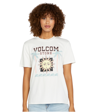 VOLCOM WOMEN'S LOCK IT UP SHORT SLEEVE TEE - STAR WHITE