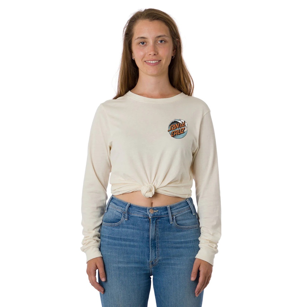 SANTA CRUZ WOMEN'S LONGSLEEVE T-SHIRT WAVE DOT - NATURAL