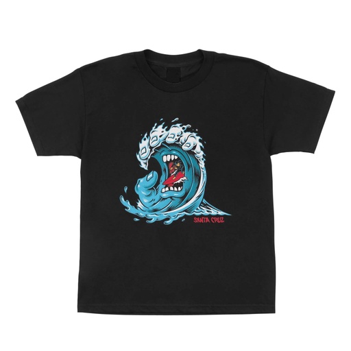 SANTA CRUZ YOUTH T-SHIRT SCREAMING WAVE FRONT - BLACK