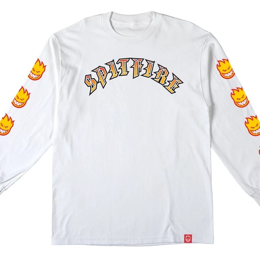 LONG SLEEVE T-SHIRT SPITFIRE OLD E BIGHEAD FILL PREMIUM PRINT - BLANC/OR