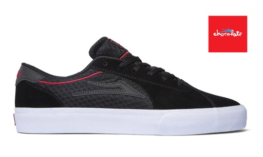 SOULIER LAKAI FLACO II X CHOCOLATE - NOIR/ROUGE/SUEDE