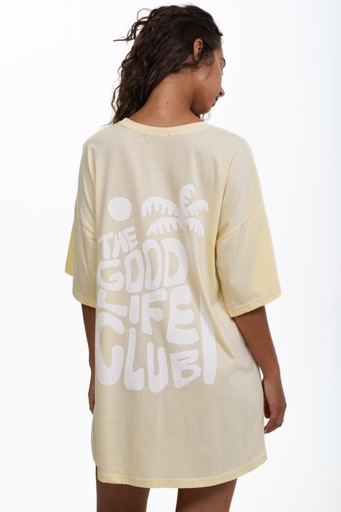 T-SHIRT NOTICE THE RECKLESS GOOD LIFE TEE DRESS - BEIGE