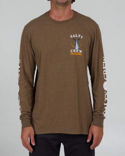 LONG SLEEVE T-SHIRT SALTY CREW TAILED STANDARD TEE - MOCHA HEATHER