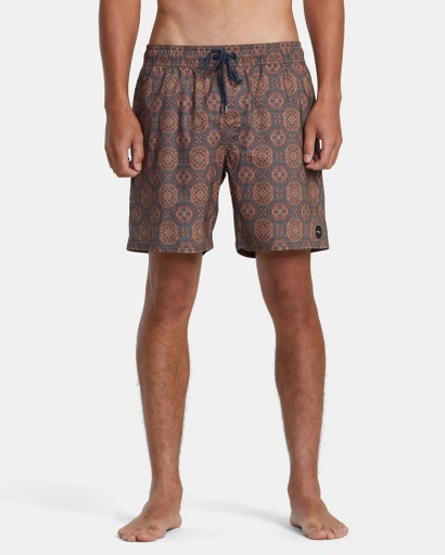 RVCA BARNES ELASTIC WAIST BOARDSHORTS 17" - RED EARTH
