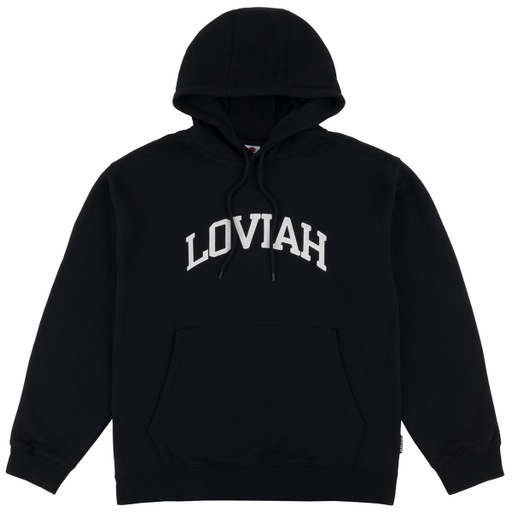 LOVIAH COLLEGIATE FELT HOODIE - BLACK