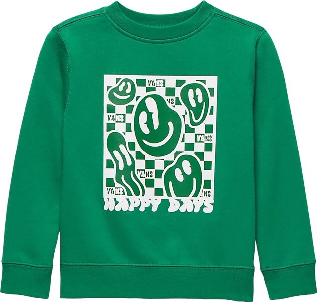 VANS LITTLE KIDS HAPPY DAYS PULLOVER CREWNECK - VERDANT GREEN