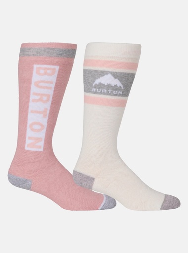 BURTON WOMEN'S WEEKEND MIDWEIGHT SOCK 2PK -  STOUT WHITE/PINK
